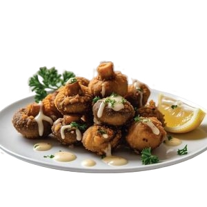 Deep Fried Mushrooms With Garlic Sauce